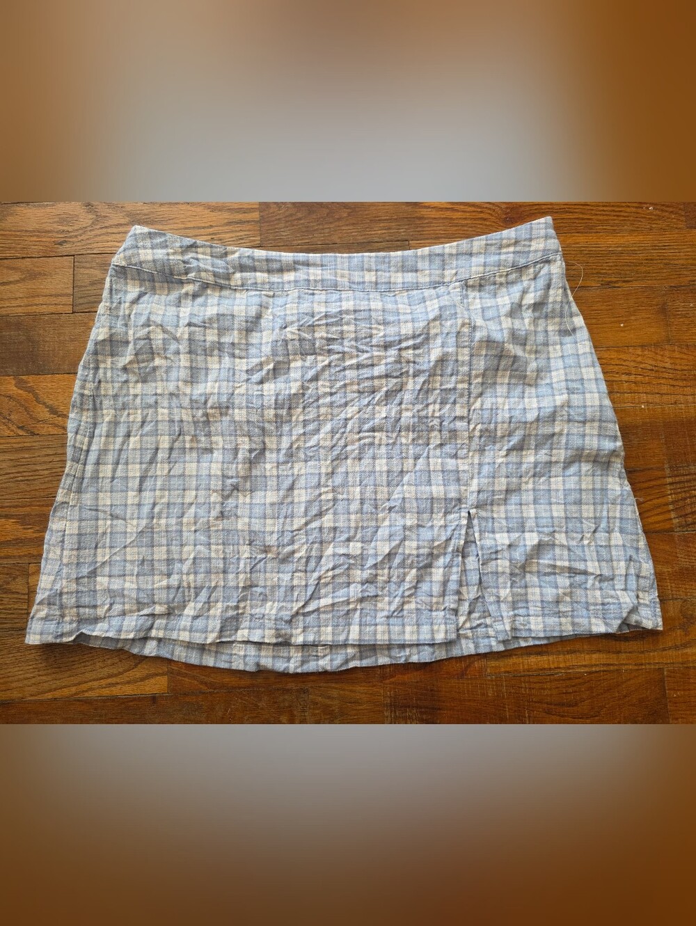Arizona Jean Company Light Blue and White Plaid Mini Skirt
